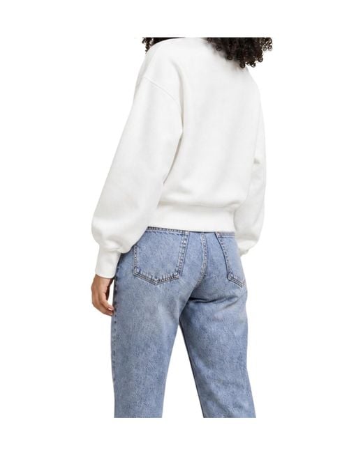 Guess White Logo Crew Neck Sweatshirt