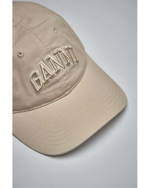 Ganni Natural Logo Embroidered Baseball Cap