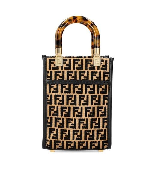 Fendi Black Mini Sunshine Shopper Bag