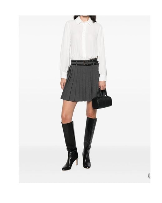 Liu Jo White Belted Pleated Midi Dresse