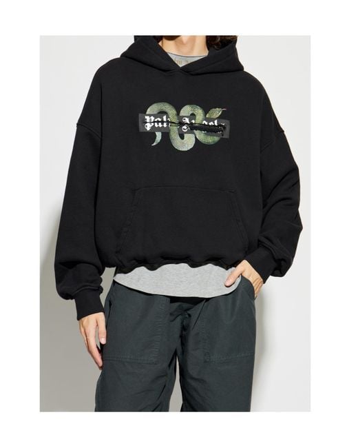 Palm Angels Black Snake Graphic-Print Hoodie for men