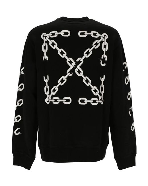 Off-White c/o Virgil Abloh Black Chain Arrow Logo Printed Crewneck Sweatshirt for men
