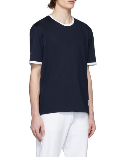Thom Browne Blue Jersey Ringer T-Shirt for men
