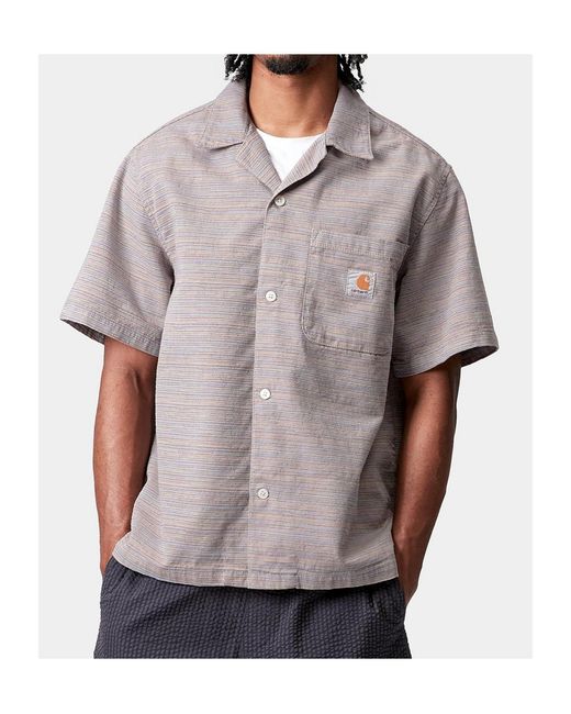 Carhartt Gray Short Sleeve Gellar Stripe Shirt for men