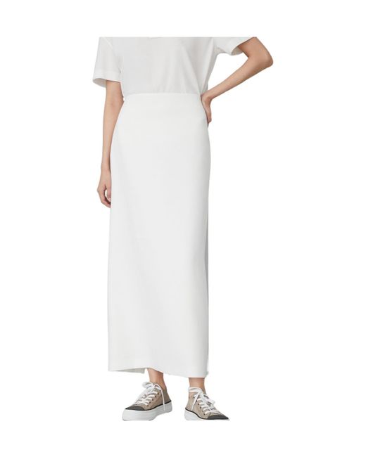 Brunello Cucinelli White Cotton-crepe Maxi Skirt