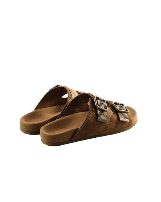 Burberry Brown Checked Double-Buckle Sandals