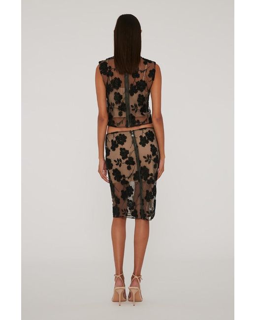 ROTATE BIRGER CHRISTENSEN Gray Sequined Embroidered Skirt