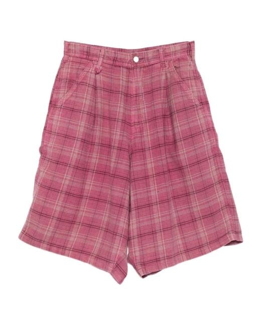 R13 Red Jesse Checked Shorts