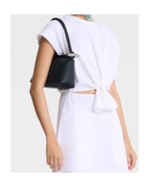 Longchamp Black Textured Leather Shoulder Bag