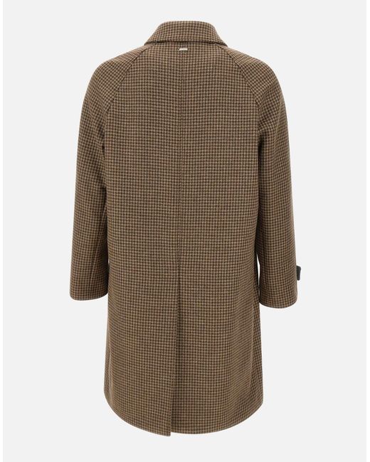 Herno Brown Houndstooth Button Coat for men
