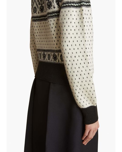 Khaite White Guy Intarsia Mock Neck Cashmere Sweater