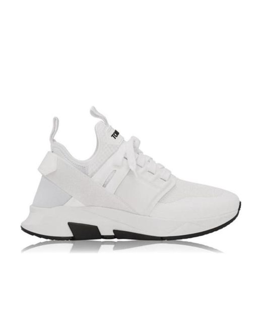Tom Ford White Logo Lace-Up Sneakers for men