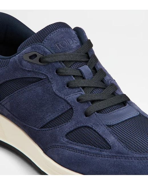 Tod's Blue Panelled Lace-Up Sneakers for men