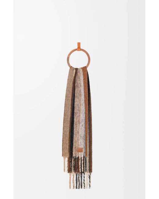 Loewe White Fringed-Edge Striped Scarf