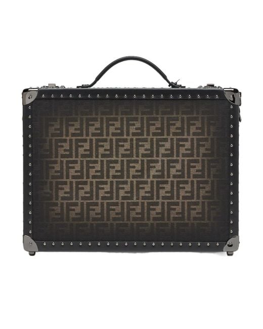 Fendi Black Ff Fabric Suitcase for men