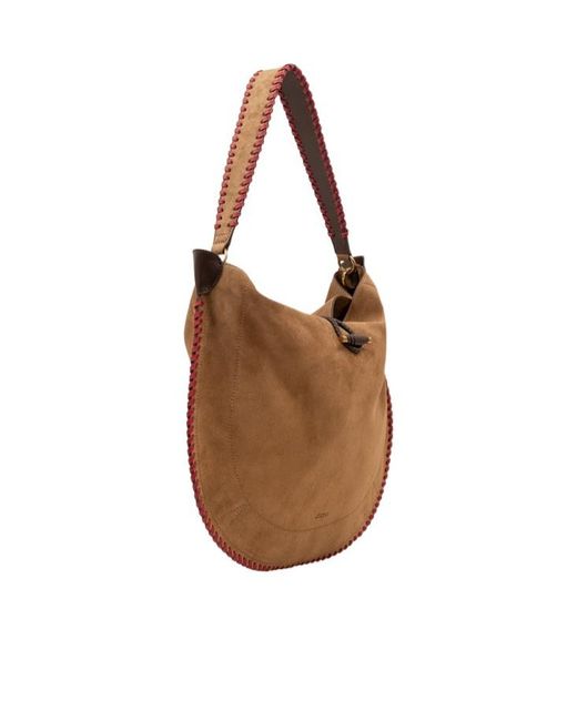 Isabel Marant Brown Logo Printed Shoulder Bag