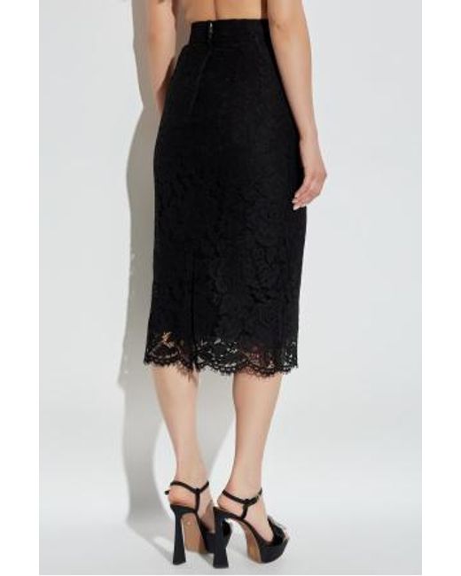 Dolce & Gabbana Black High Waist Lace Skirt