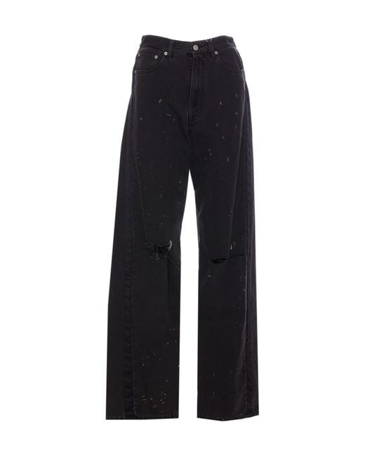 MM6 by Maison Martin Margiela Black Cut-Out Detailed Straight-Leg Jeans