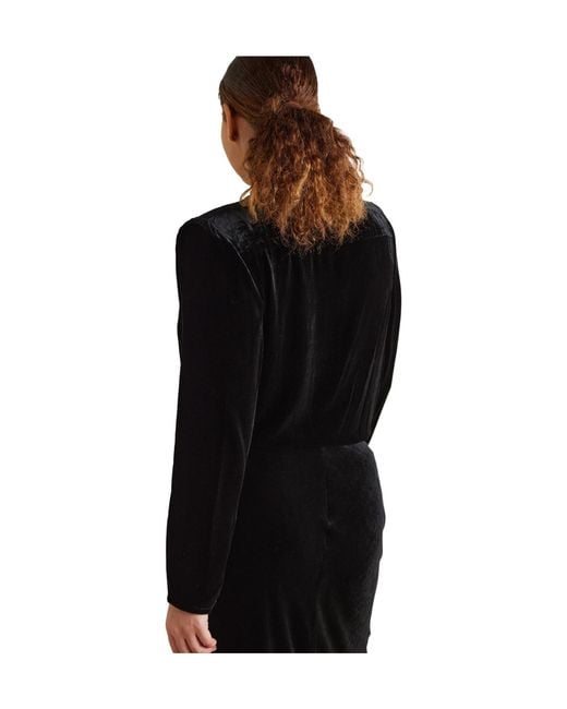 L'Agence Black Velvet And Stretch-Jersey Bodysuit