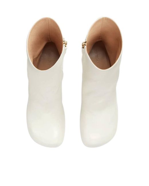 Bottega Veneta White Lambskin Nico Ankle Boots 100