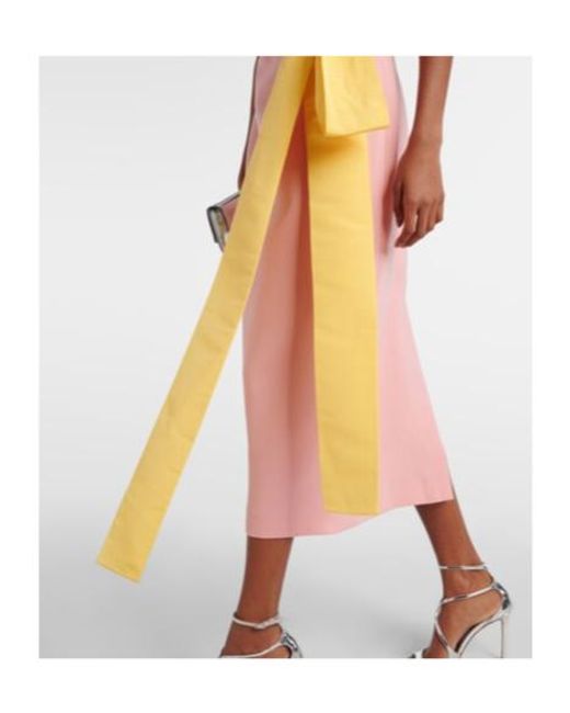 Carolina Herrera Yellow Bow-Detail Crepe Midi Dress