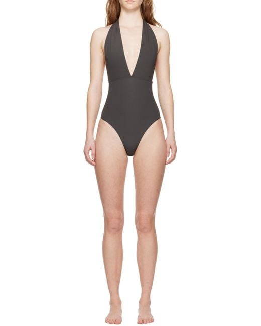 Totême Black Totême Halterneck Open Back Swimsuit