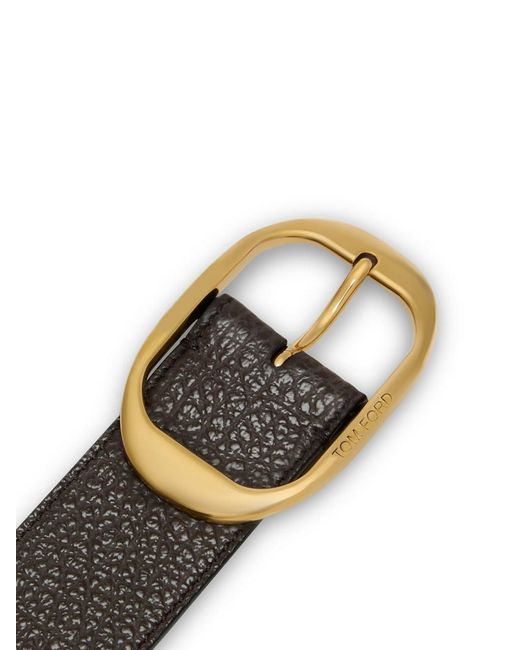 Tom Ford White Oval-Buckle Textured Belt for men