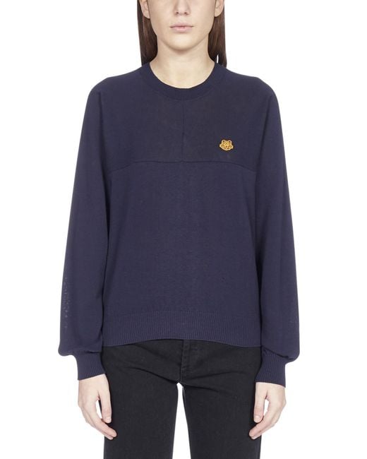 KENZO Blue Tiger Crest Knit Sweater