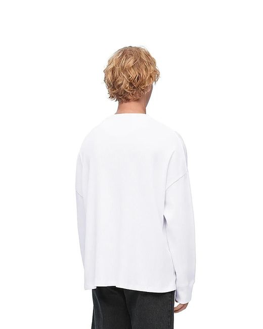Loewe White Embroidered Anagram-Motif T-Shirt for men