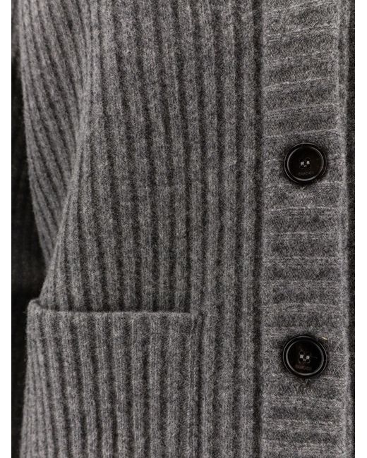 Gucci Gray V-Neck Oversized Cardigan