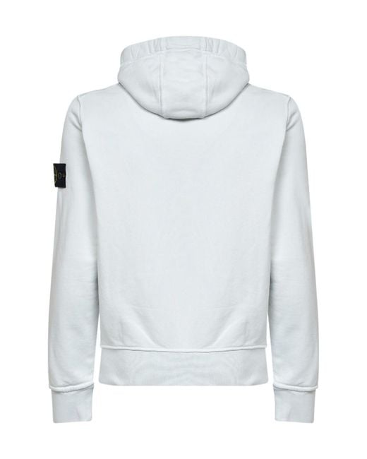 Stone Island Blue Logo Patch Drawstring Hoodie for men