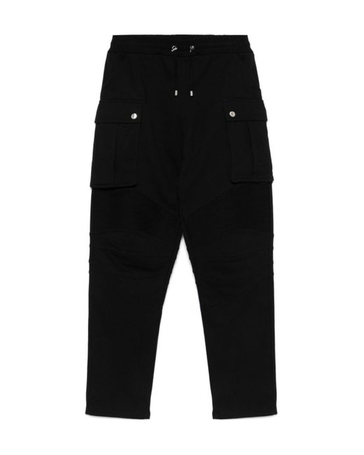 Balmain Black Drawstring Cargo Track Pants for men