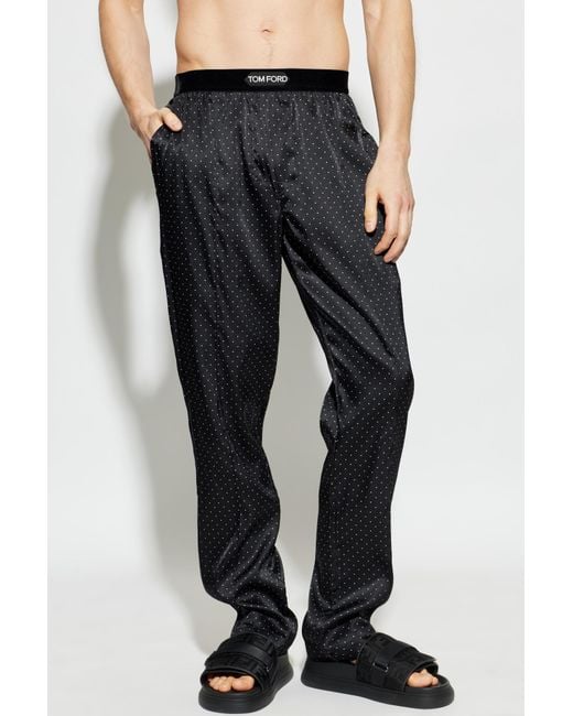 Tom Ford Black Polka-Dot Pajama Bottoms for men