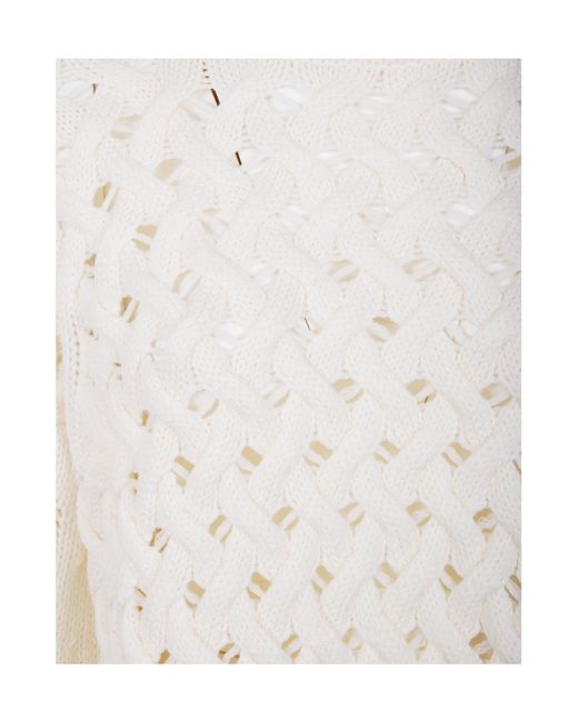 P.A.R.O.S.H. White Braided Turtleneck Sweater