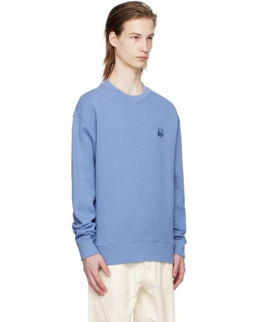Maison Kitsuné Blue Maison Kitsuné Fox Head Patch Crewneck Sweatshirt for men