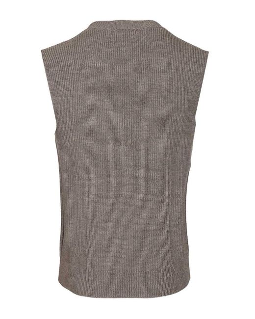 Barena Gray V-Neck Wool Sweater Vest for men