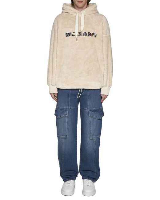 Isabel Marant Natural Drawstring Long-Sleeved Hoodie for men