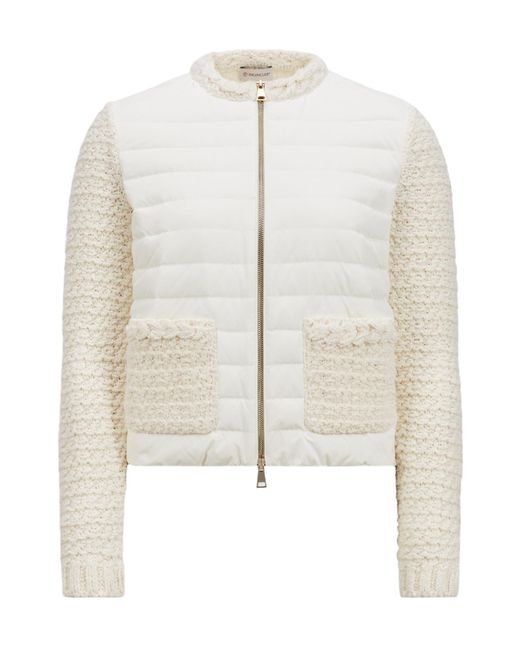 Moncler White Padded Zip-Up Cardigan