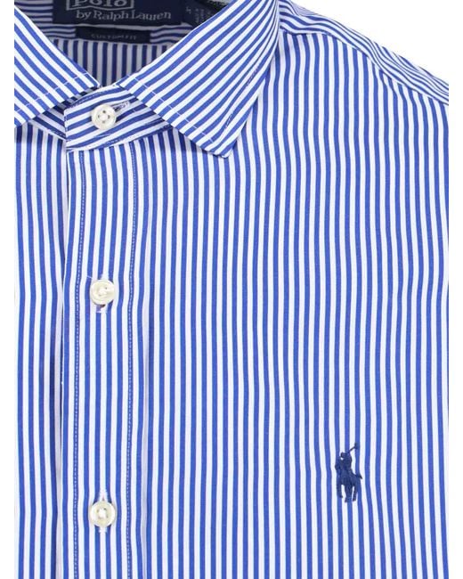Polo Ralph Lauren Blue Pony Embroidered Striped Shirt for men
