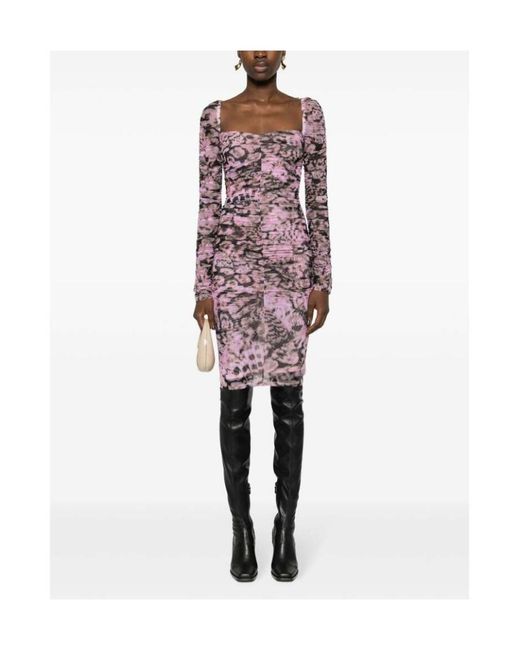 Pinko Multicolor Floral Printed Ruched Midi Dress