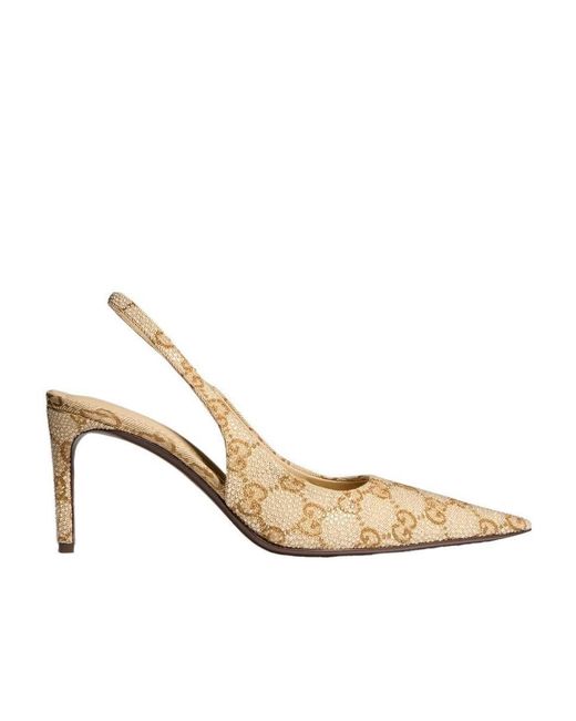 Gucci Metallic Donna Crystal Slingback Pump