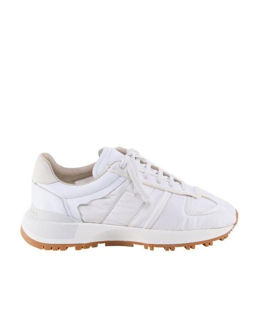 Maison Margiela White Panelled Lace-Up Sneakers for men