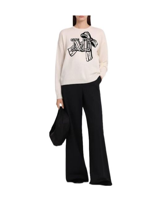 Max Mara Natural Zurlo Knitted Wool Blend Sweater