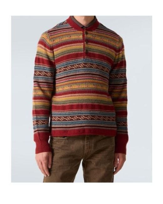 RRL Brown Wool-Blend Jacquard Sweater for men