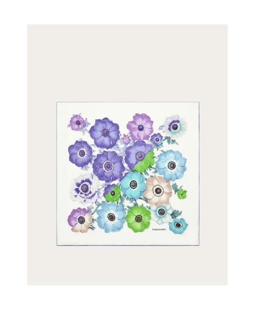 Ferragamo White Ferragamo Anemone Printed Foulard