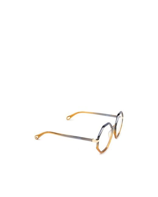 Chloé Metallic Chloé Eyewear Hexagonal-Frame Glasses