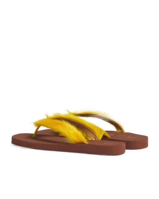 Marni Yellow Feather Embellished Sandals for men