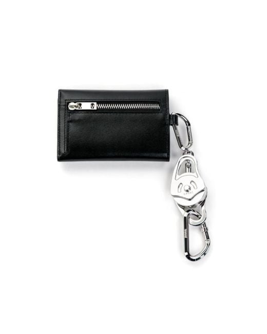 Sacai Black Carabiner-Detail Trifold Wallet for men