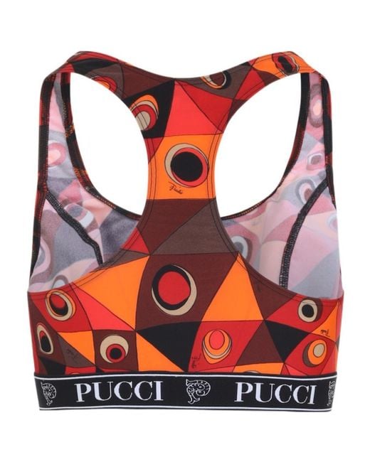Emilio Pucci Red Pucci Geometric Racerback Performance Bra