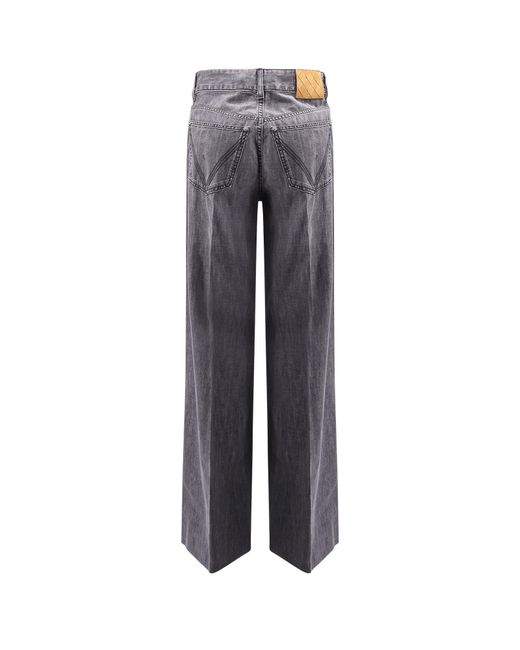 Bottega Veneta Gray Logo Patch Washed Palazzo Denim Jeans